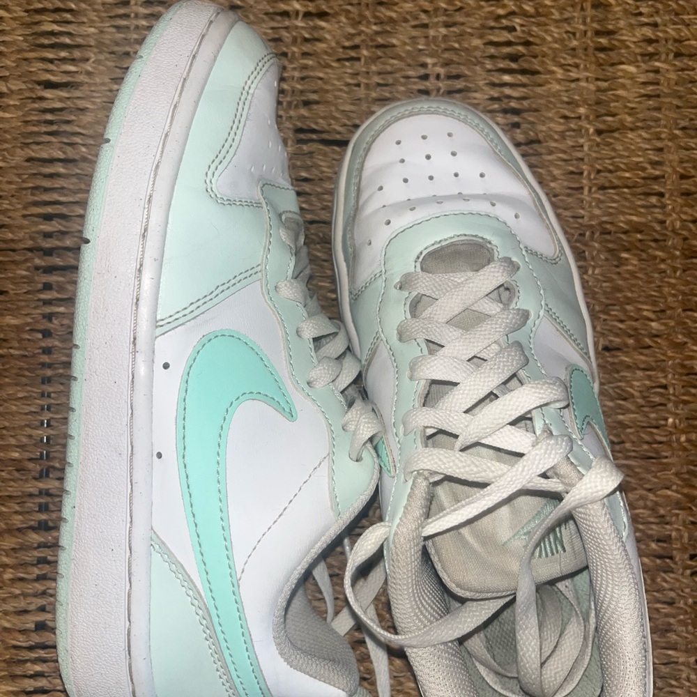 Nike White and Light Green Athletic Shoes